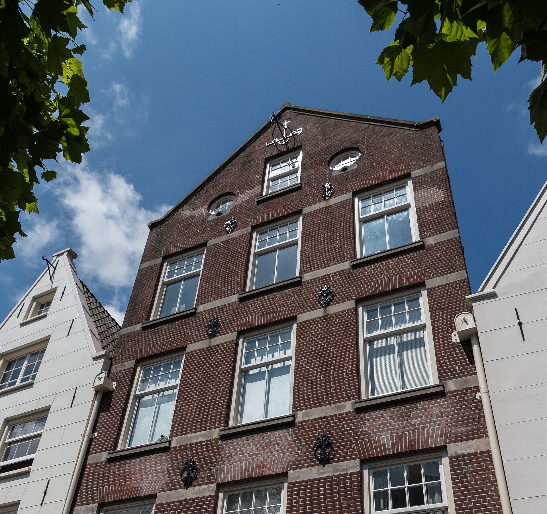 Amsterdam canal houses wide view