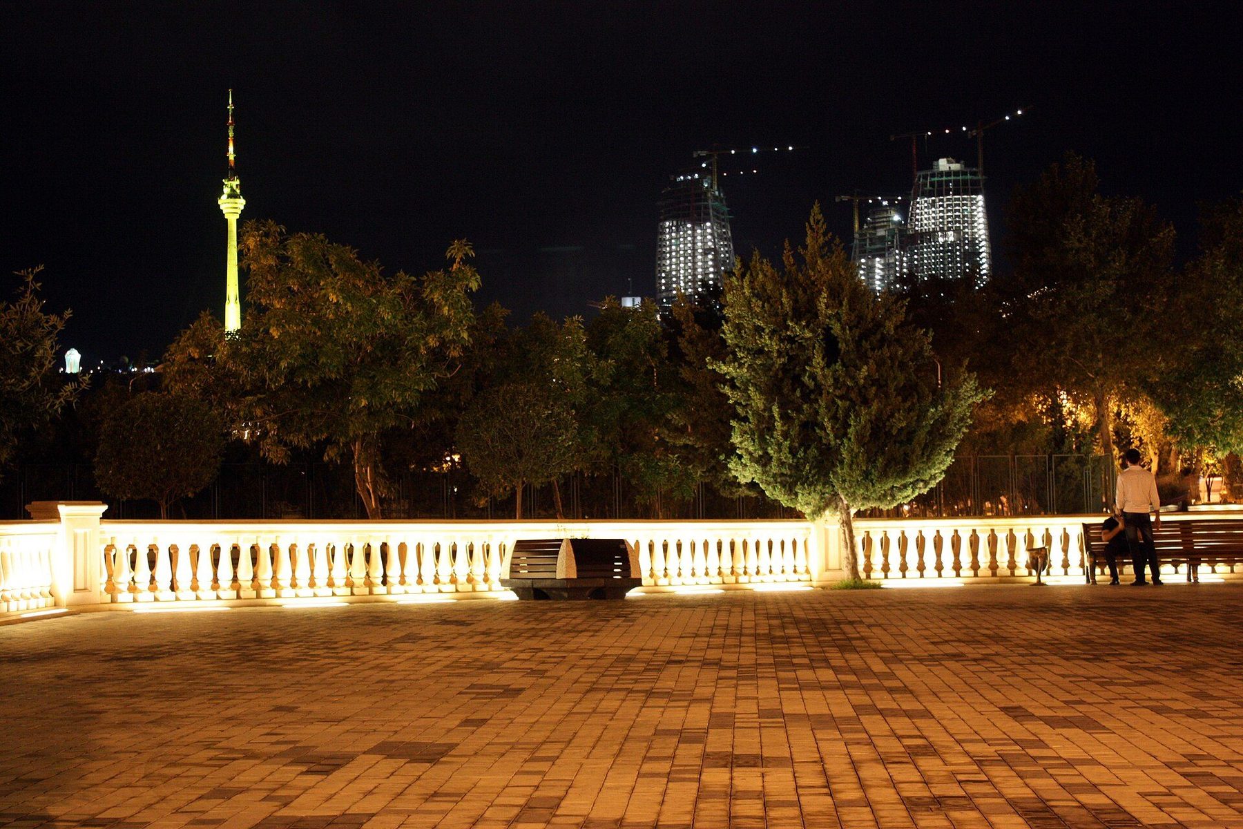 Evening boulevard or in Baku