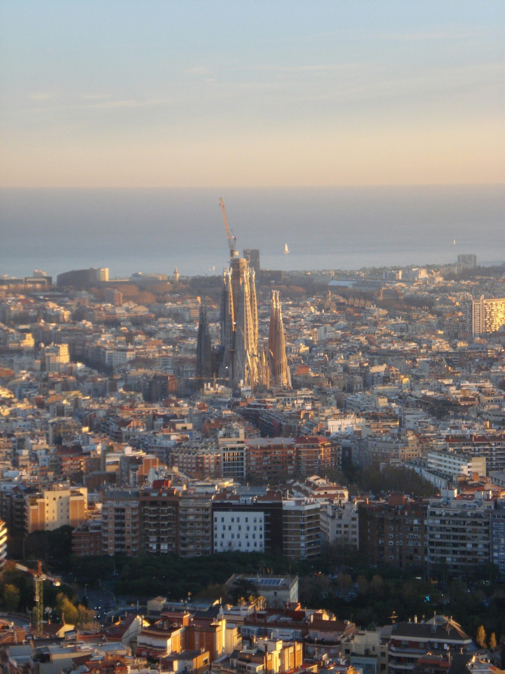 Barcelona skyline with the Sagrada Familia at sunset