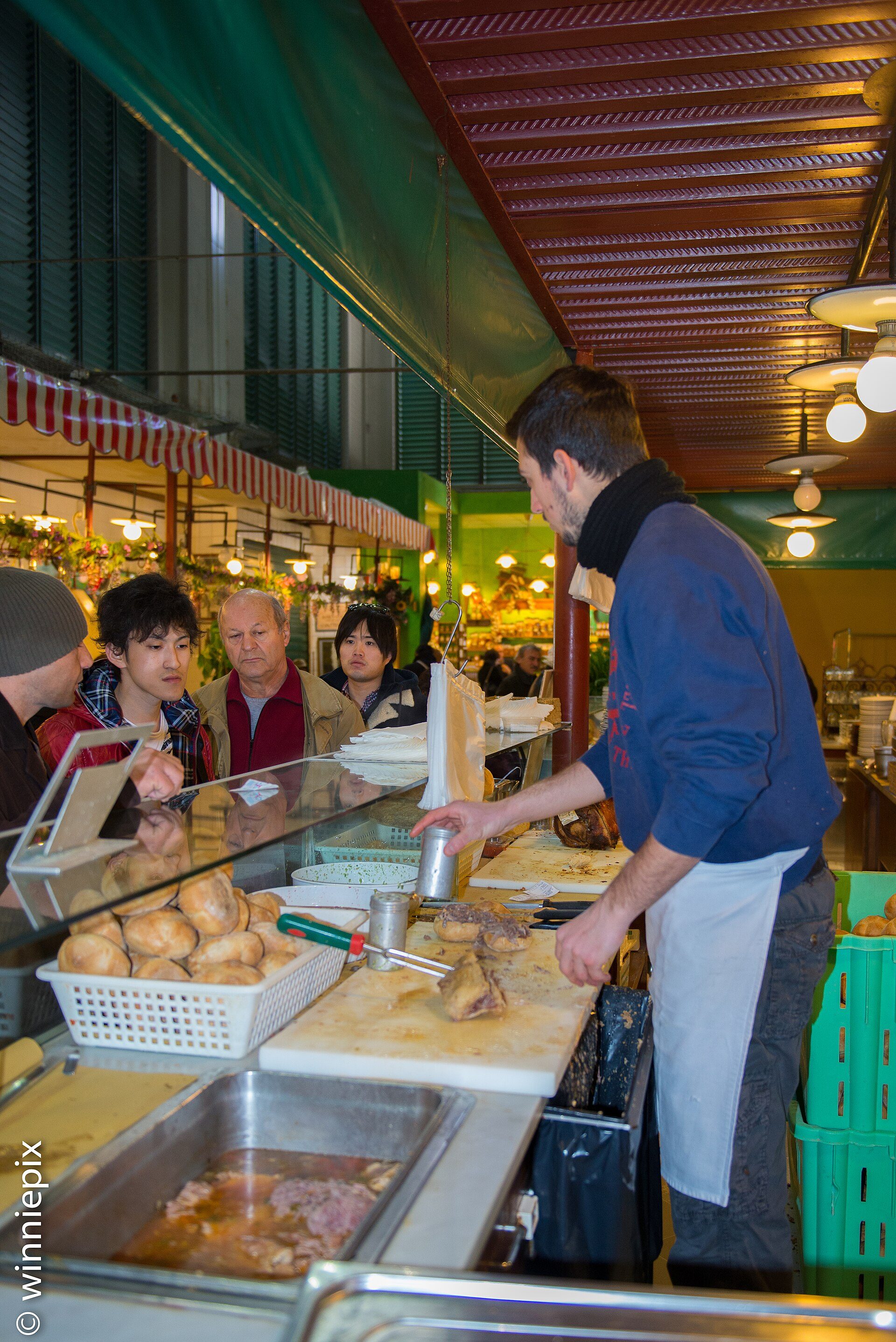 Shopping street or market scene in Florence