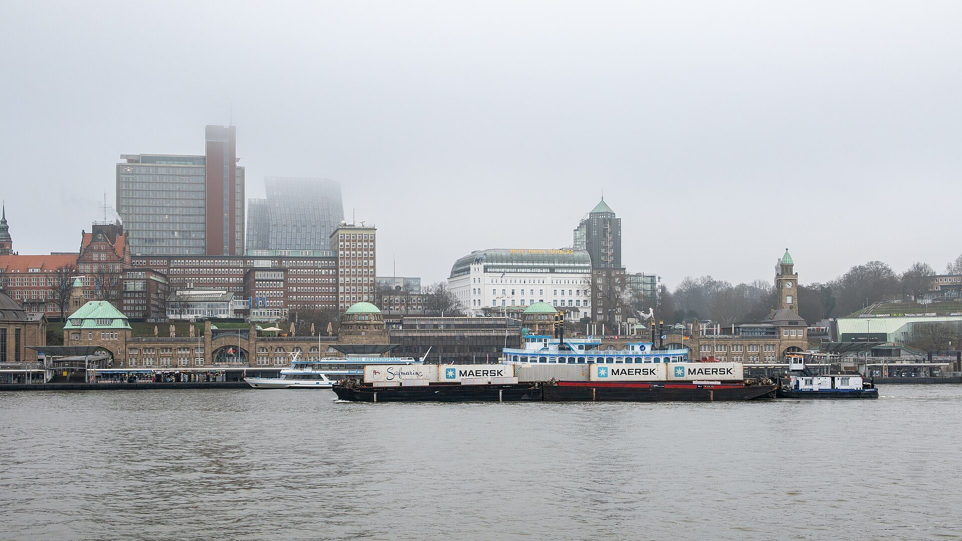 Harbor ferry near Landungsbrucken in Hamburg