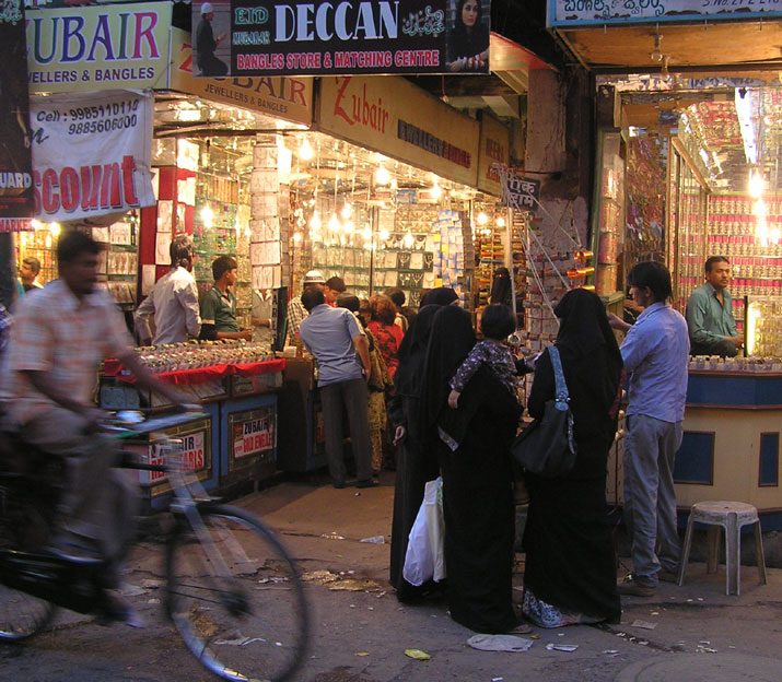 Laad Bazaar shopping scene in Hyderabad