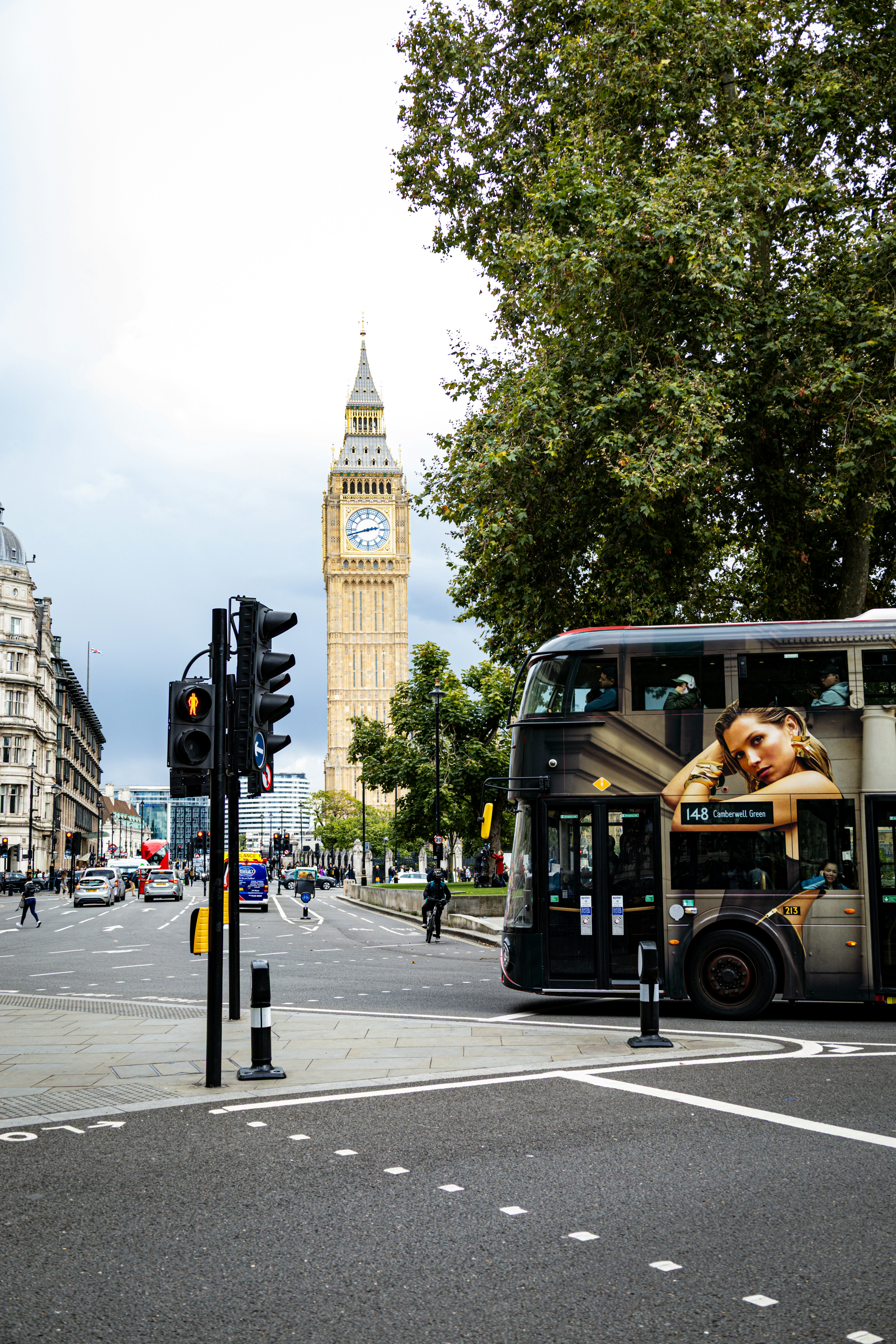 Big Ben with a red London bus