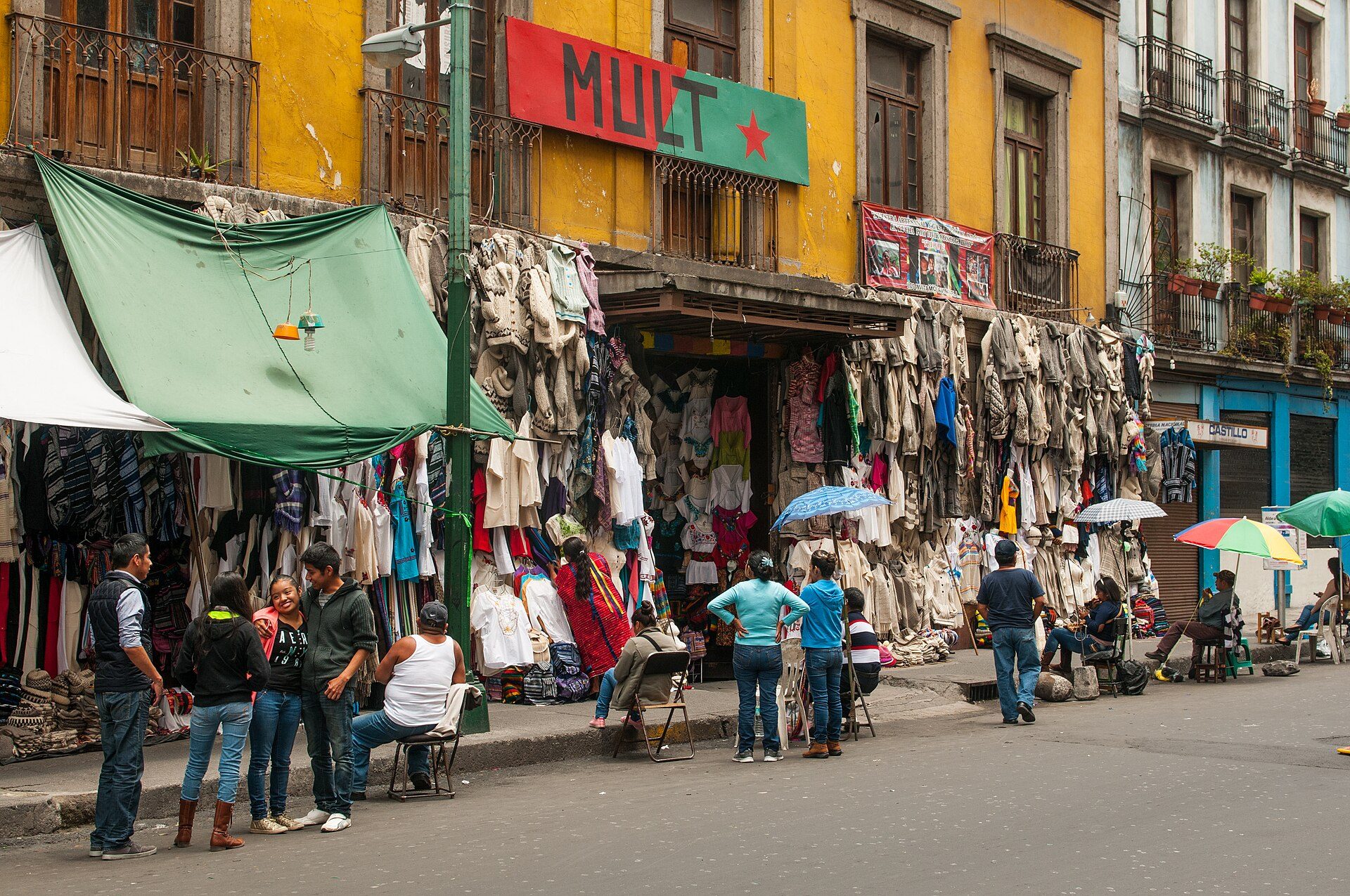Shopping street or market scene in Mexico City