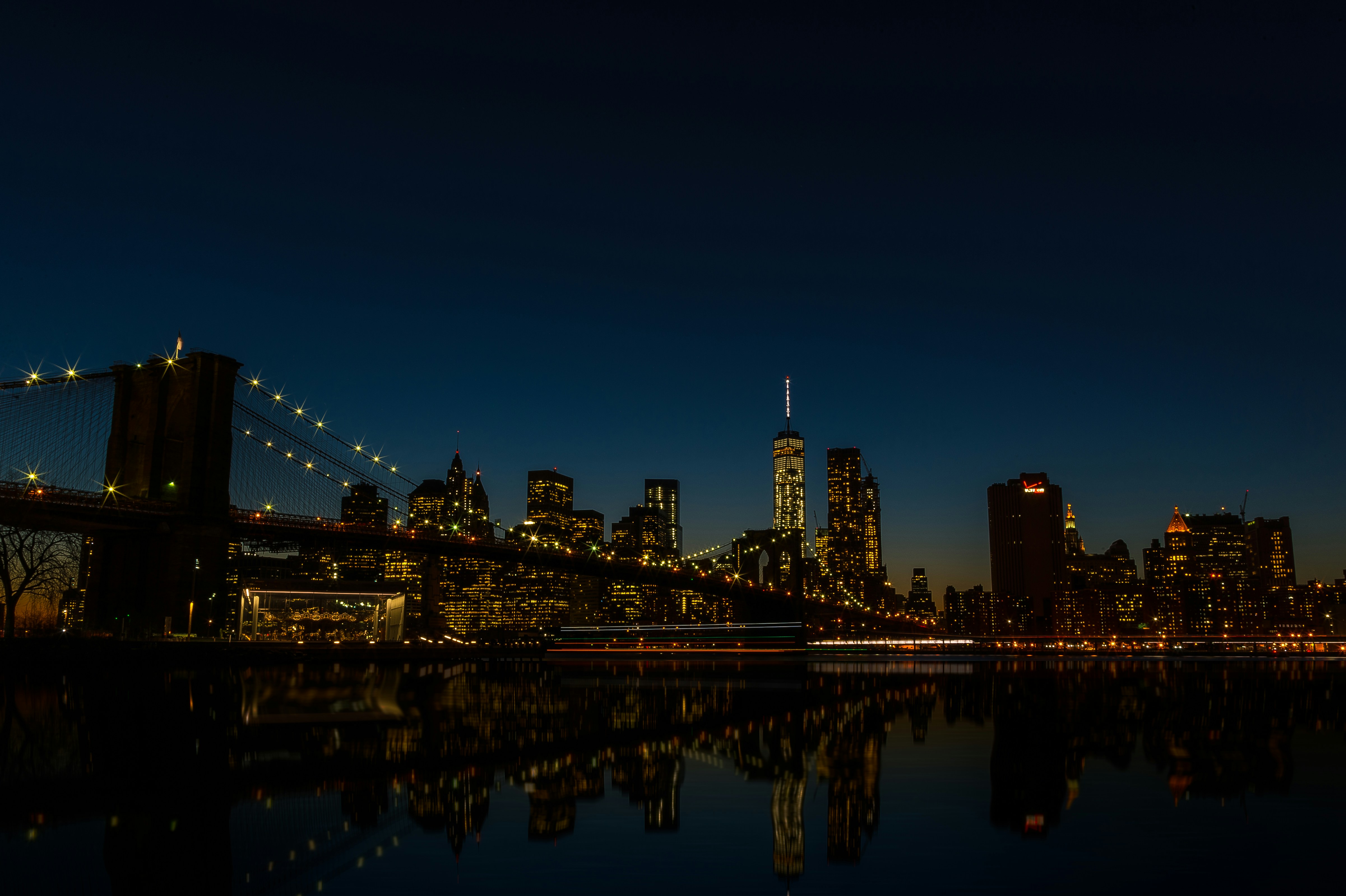New York City skyline at dusk