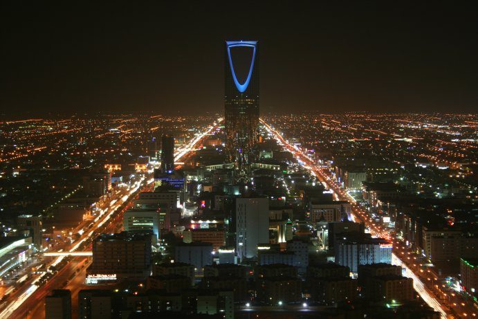 Riyadh tower district at night