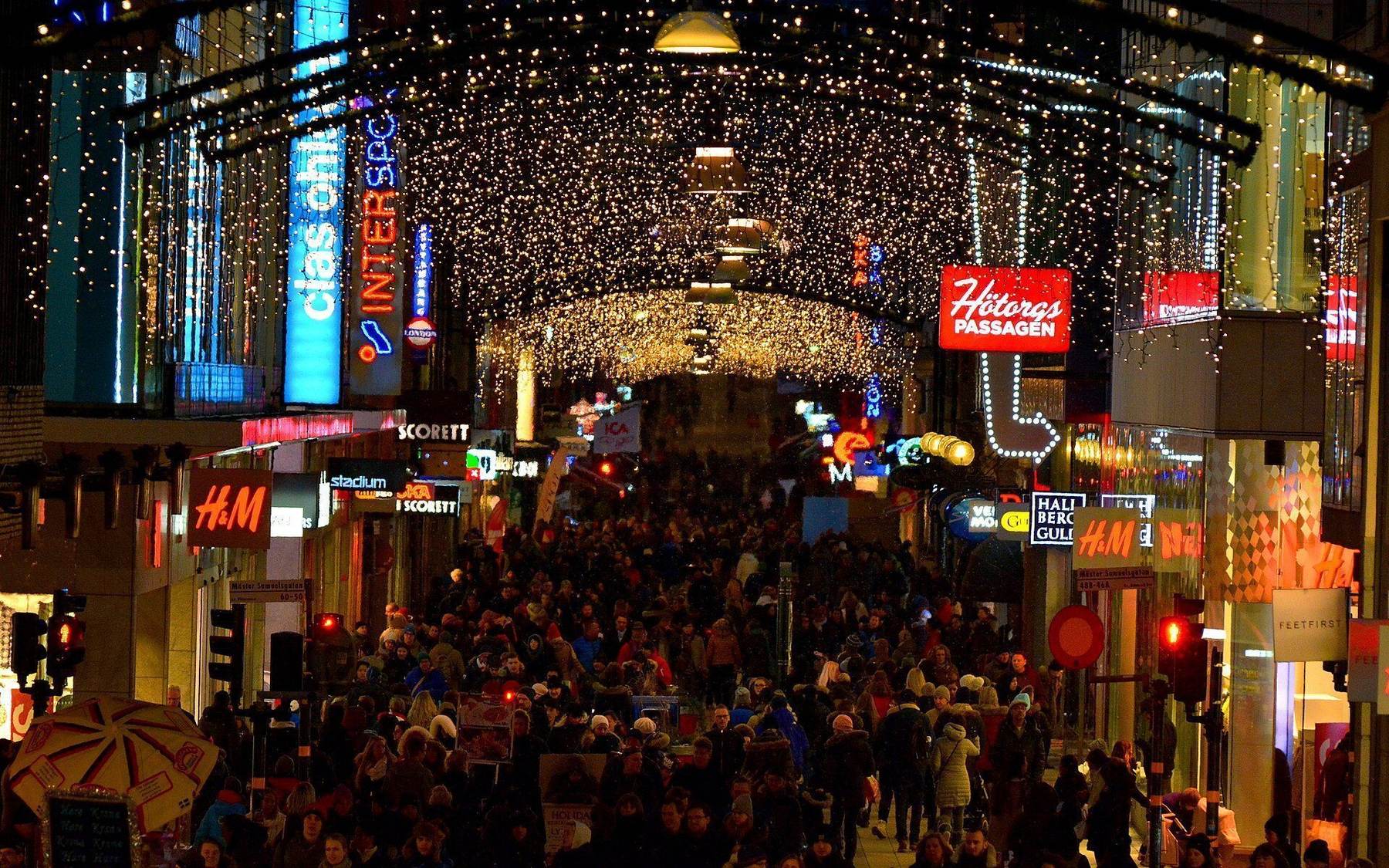 Shopping street in Stockholm