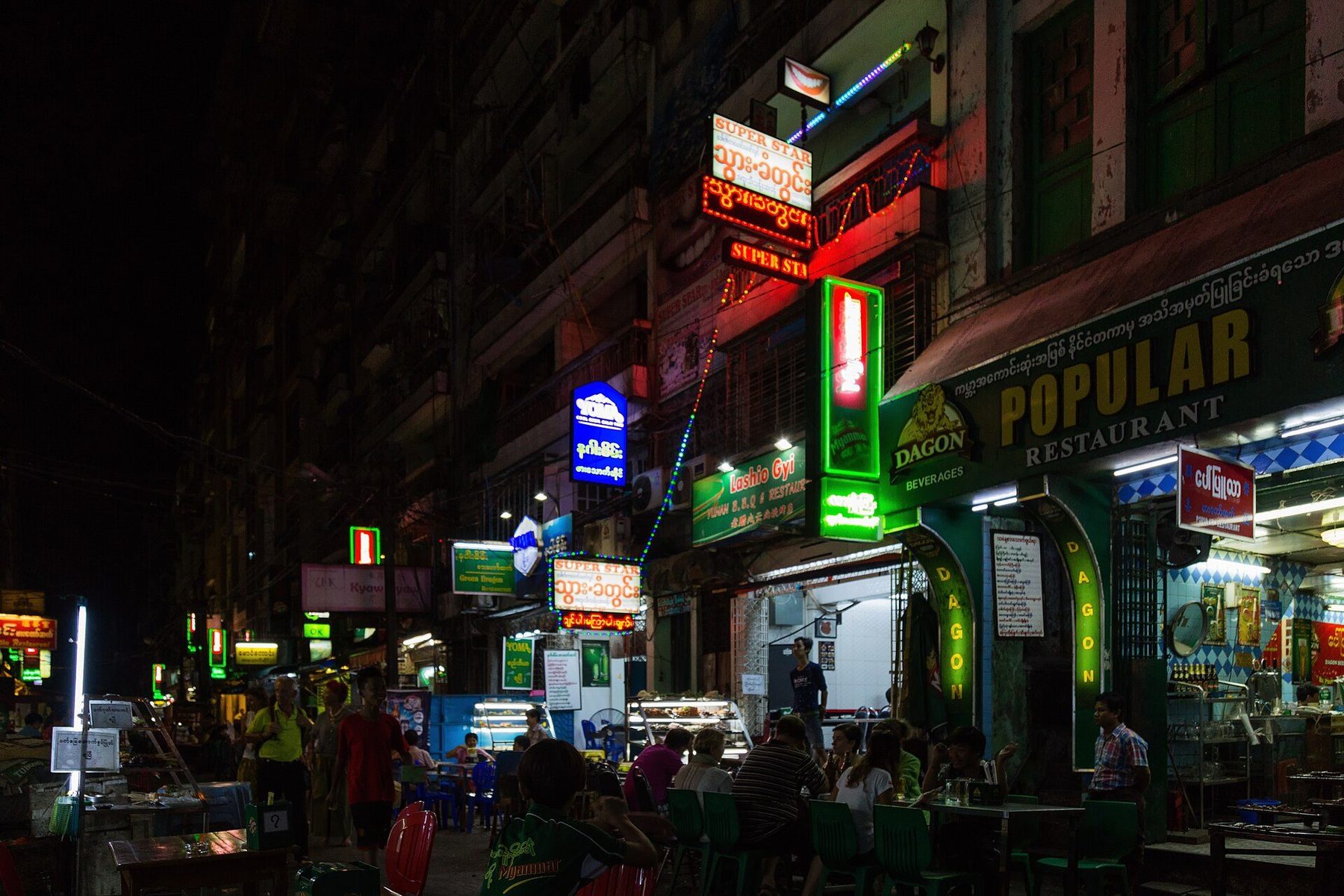 Restaurant scene in Yangon